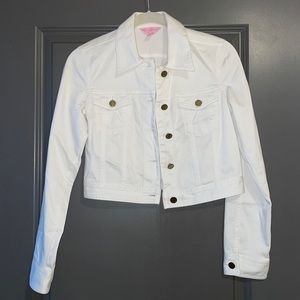 Lilly Pulitzer. Cropped white spring jacket.
